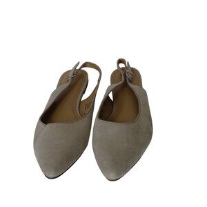 Time and Tru Beige Pointed Toe Slingback Flats Memory Foam Size 11 Fabric Upper